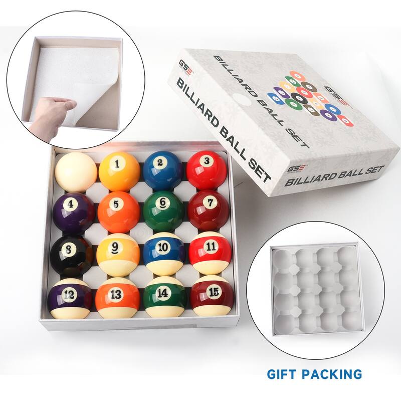 GSE™ 2-1/4" Regulation Size Standard Billiard/Pool Balls Set, Complete 16 Resin Balls - Billiard Pool Table Accessories