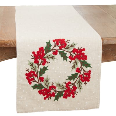 Holiday Cheer Holly Berry Table Runner - 16"x70"