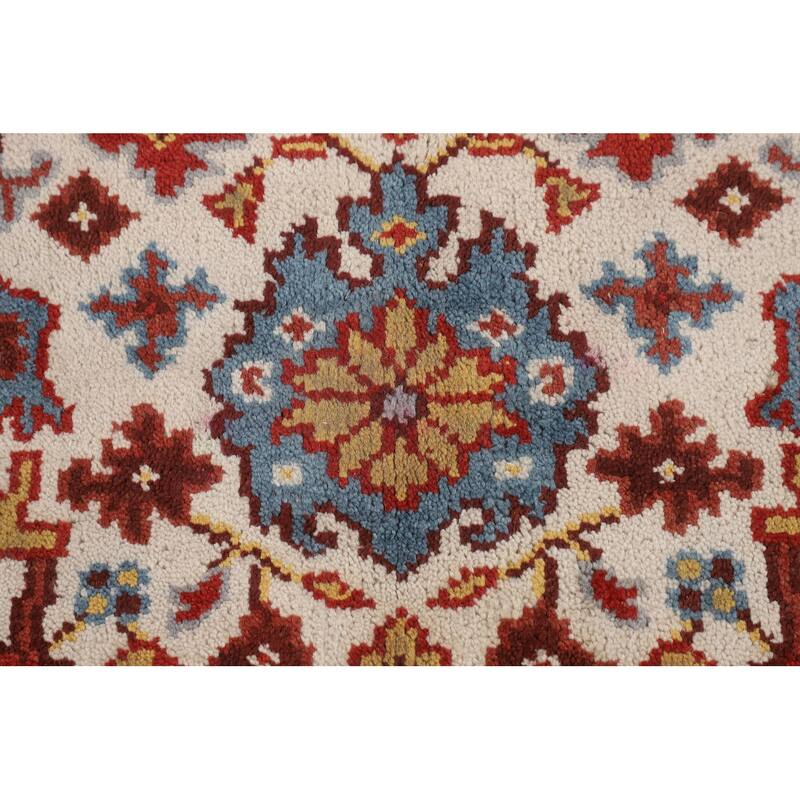 All-Over Ivory Oushak Indian Accent Rug Handmade Wool Carpet - 4'0" X 5'11"