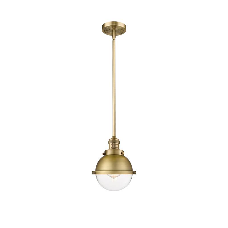 Innovations Lighting Franklin Restoration Hampden 1 Light 7" Stem Hung Mini Pendant - Clear/Brushed Brass