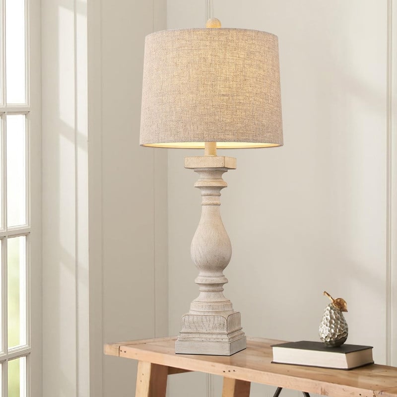 27" Farmhouse Table Lamp Set of 2 with USB A and C
