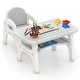 preview thumbnail 1 of 8, Gymax Kids Table and Chair Set w/Cute Dinosaur Modeling Storage Rack & Grey