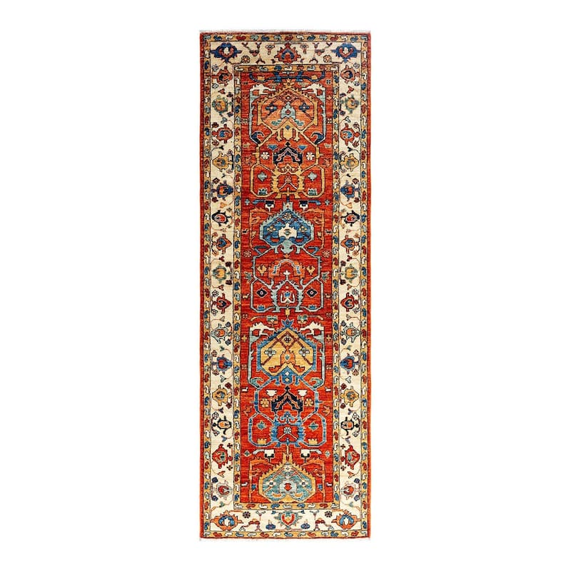 Serapi One-of-a-Kind Hand-Knotted Runner Rug - Orange, 2' 8" x 8' 2" - 2' 8" x 8' 2"