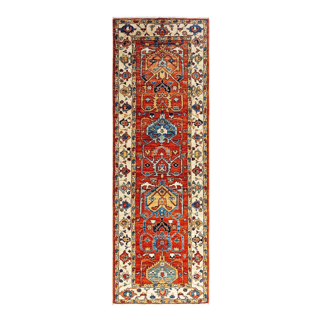 Serapi One-of-a-Kind Hand-Knotted Runner Rug - Orange, 2' 8" x 8' 2" - 2' 8" x 8' 2"