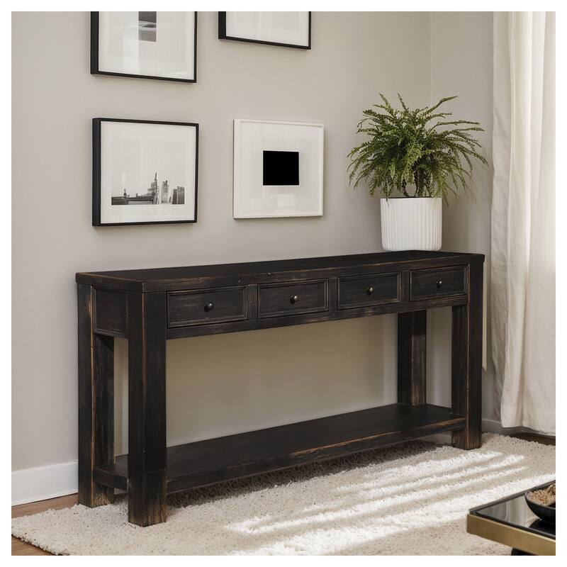 Signature Design by Ashley Gavelston Black Sofa Table - Veneer