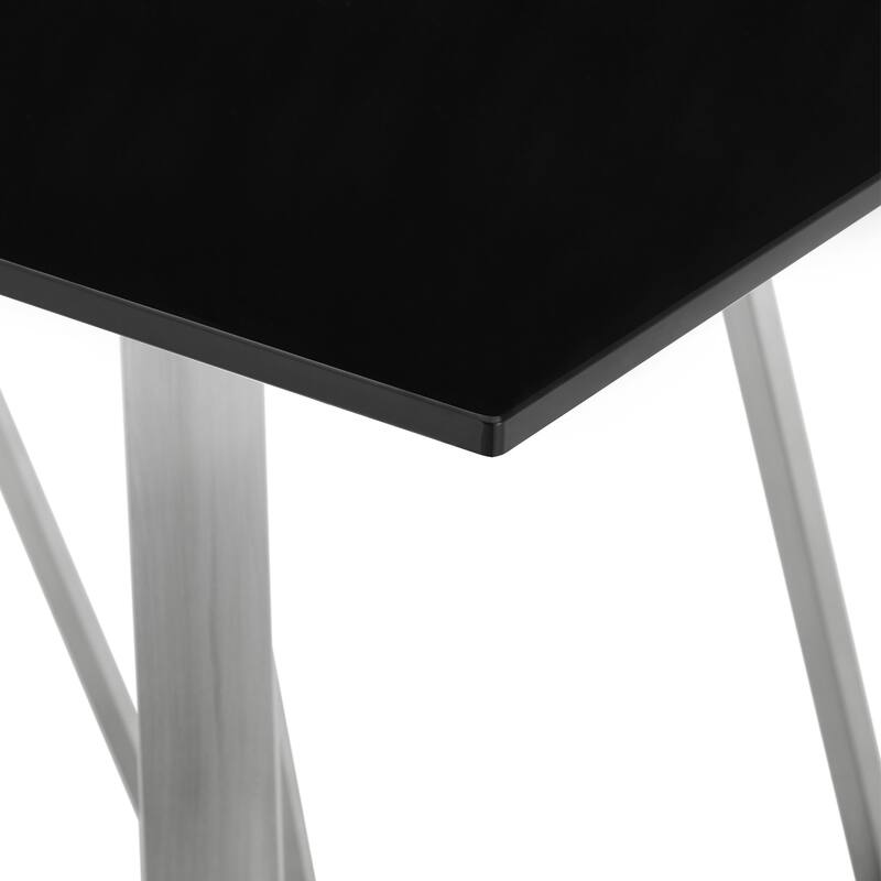 Cressida 79" Black Glass and Stainless Steel Rectangular Dining Table