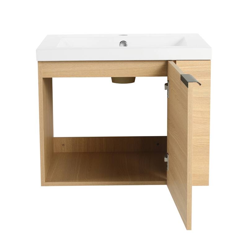 BNK 24"/48" Single Sink Bathroom Vanity with Soft Close Door and Shelf, Modern Floating Vanity