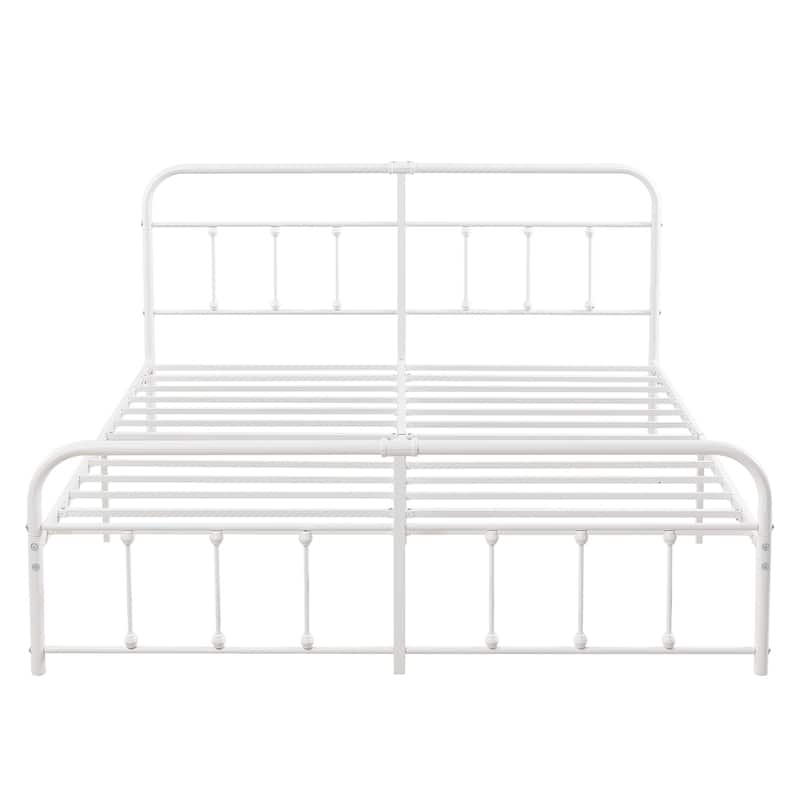 VECELO Metal Bed Frame with Headboard Classic Metal Platform Bed Frame Mattress Foundation with Victorian Style Footboard