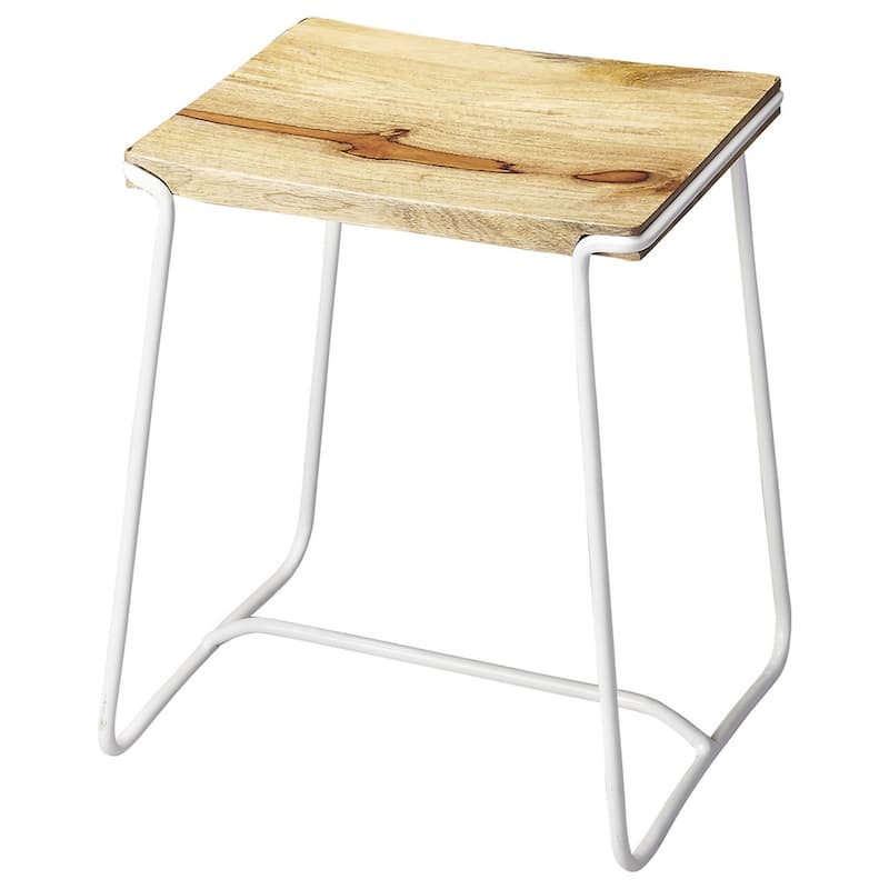 Handmade Butler Parrish Wood and Metal Stool (India) - White
