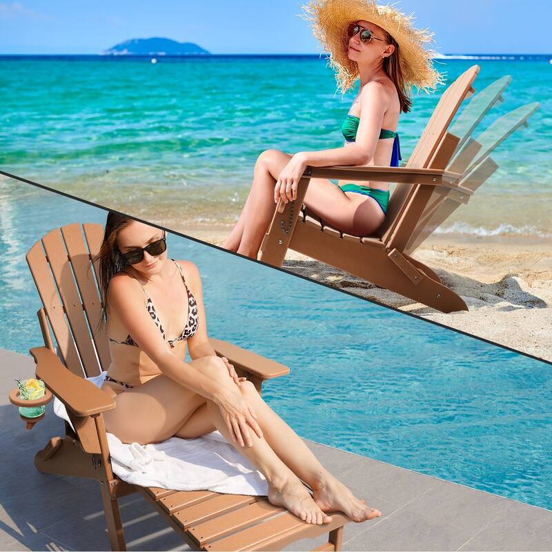 Vrakae Folding and Adjustable Adirondack Chair with Ottoman Set of 2