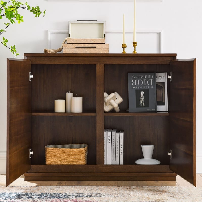 Accent Sideboard Buffet Cabinet with Outlet Holes for Ample Storage in Living Room and Entryway