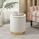 preview thumbnail 21 of 88, Adeco Round Storage Ottoman Footrest Stool Velvet Gold Plating Base 14.1"x14.1"x17.7" - White-With-Tray