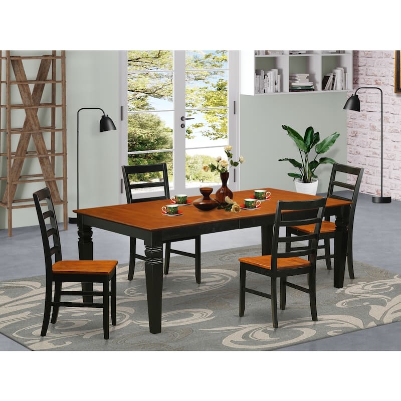 Hollywood Regency Dining Set - Table & Chairs - Elegant Black Finish - 9 Piece Kitchen Set