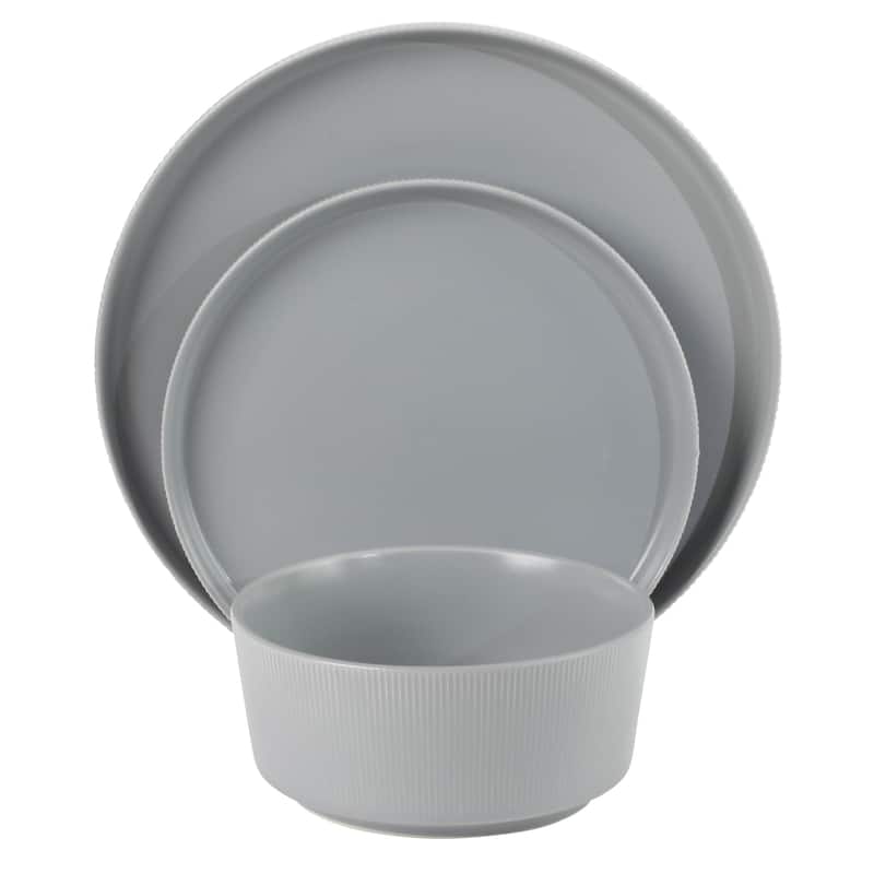 Gibson Home Dempsey Road 12-Piece Durable Modern Embossed Stoneware Dinnerware Set - Service for 4