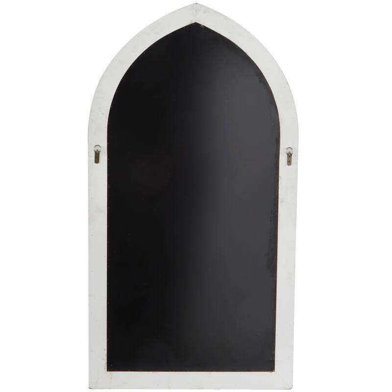 Wood Carved Wall Mirror with Arched Window Panes - White - Roche River Decor - 2"W x 28"L x 52"H