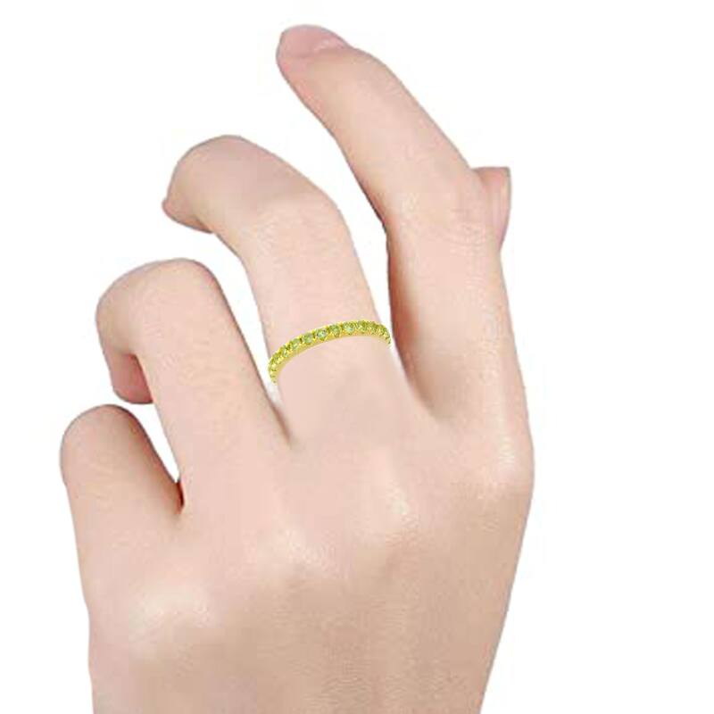 14KT Yellow Gold Peridot Gemstone Eternity Band Ring