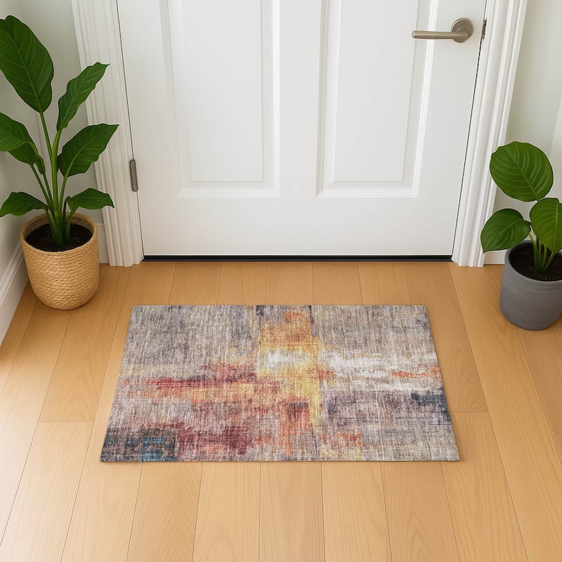 Premium Washable Super Soft Abstract Glam Mayfield Rug - Taupe - 1'8" x 2'6"