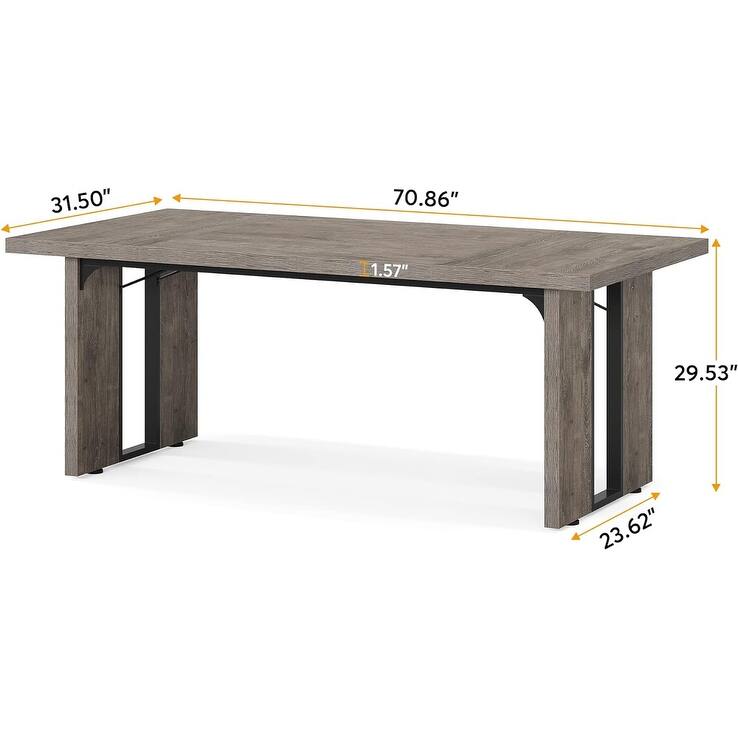 71" Rustic Farmhouse Dining Table for 6-8 People - Large Rectangular Kitchen Table, Wood Dining Room Table for Family Meals