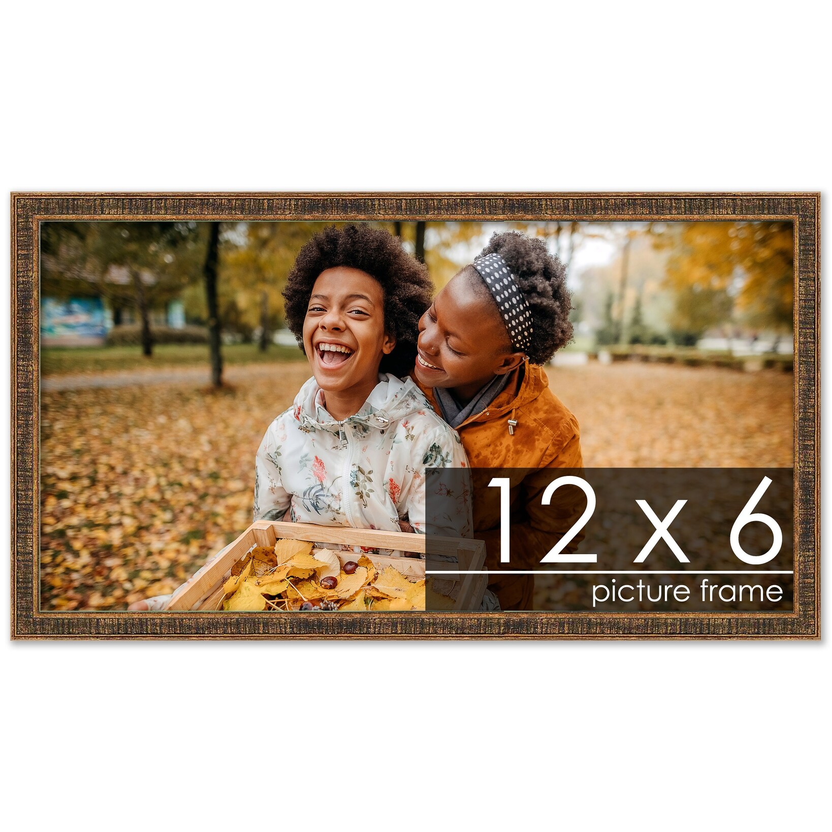 12x6 Distressed/Aged Black Complete Wood Picture Frame with UV