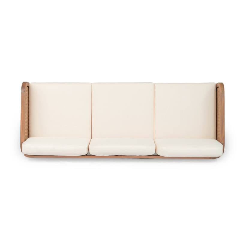 Teak Haven Outdoor Solid Wood Wicker 5-Piece Patio Conversation Set with Waterproof Cushions