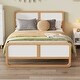preview thumbnail 9 of 8, Modern Full Size Solid Wood Platform Bed for Kids, Teens, Adults, No Box Spring Needed, Walnut and White