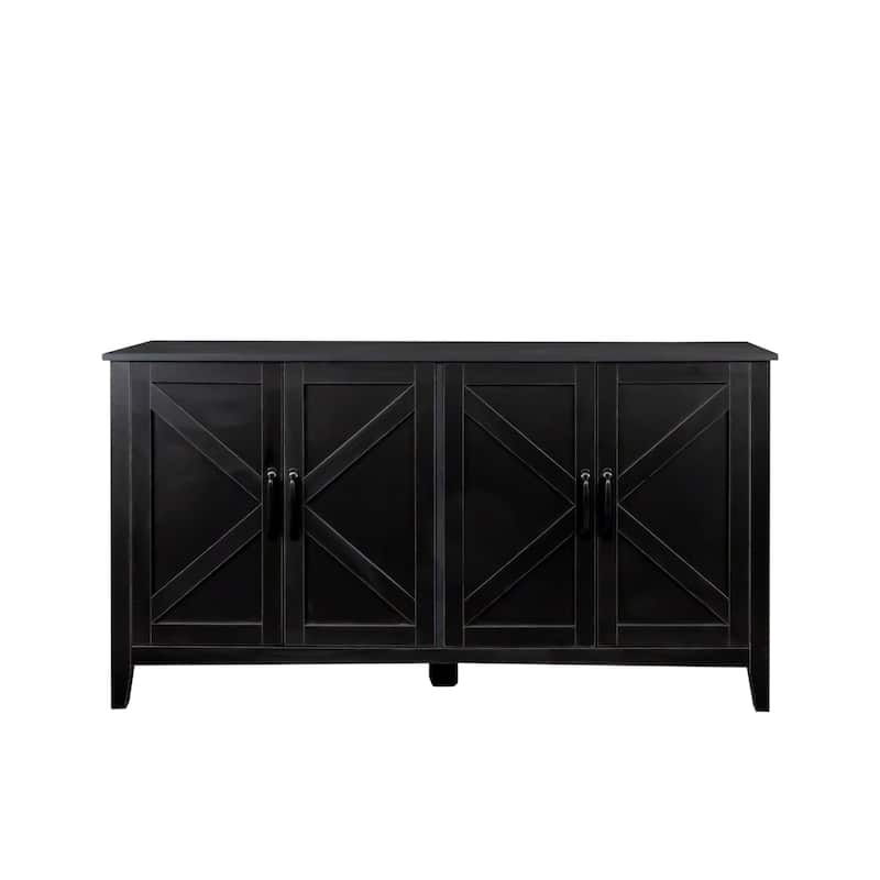 Cabinet with 4 Doors and 4 open shelgves,Freestanding Sideboard Storage Cabinet Entryway Floor Cabinet