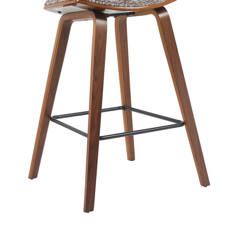 Fox Mid-Century Bar Stool, Upholstered Counter Height Chair with Bentwood Legs