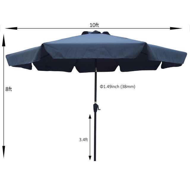 10 ft Patio Umbrella Market Table Round Umbrella Outdoor Garden with Crank and Push Button Tilt