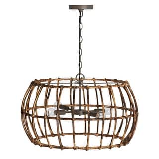 Sanibel 4-light Blazed Rattan/ Nordic Grey Hanging Pendant
