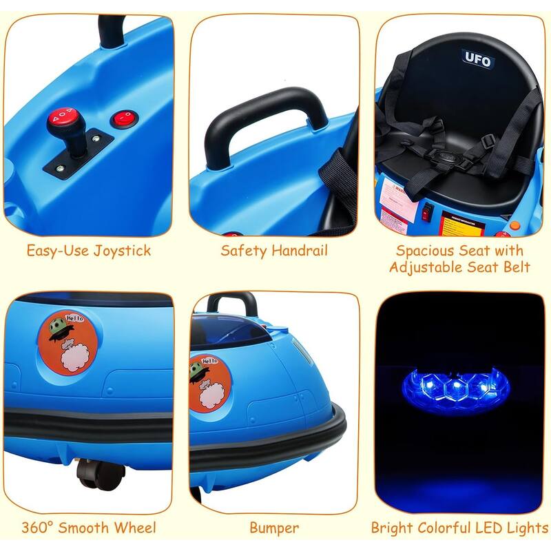 12V Bumper Car with Remote Control, Battery Powered Ride On Bumper Car