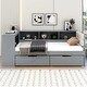 preview thumbnail 3 of 11, Grey Wood Twin Size Platform Bed with Storage Shelves and 2 Drawers
