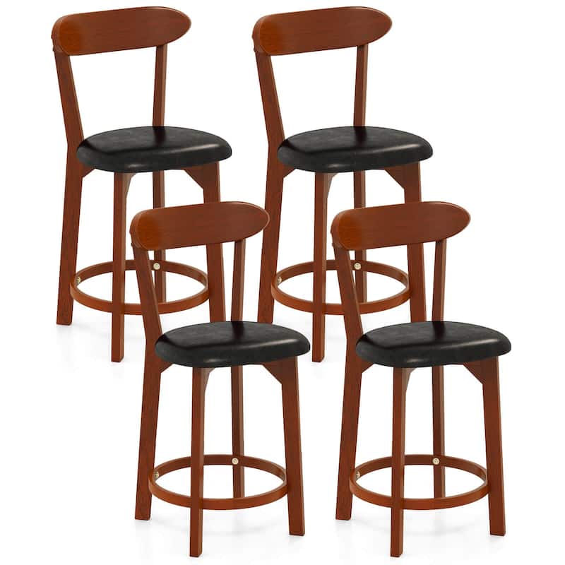 Costway 23.5" Bar Stool Set of 2/4 with Curved Backrest & Footrest - See Details - Set of 4