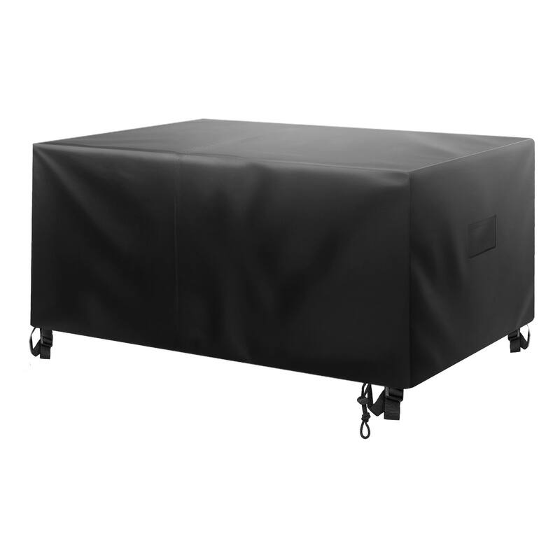 Black Oxford Fabric Waterproof Patio Furniture Cover with UV Protection Windproof Design - 126 x 126 x 32 inch