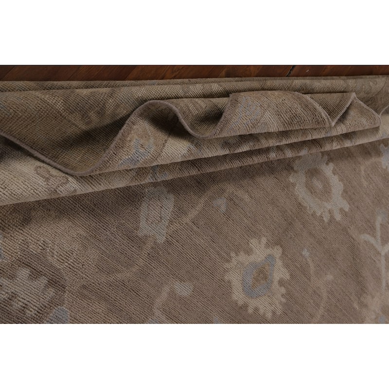 Vegetable Dye Brown Oushak Turkish Area Rug Hand-Knotted Wool Carpet - 8'2"x 10'0"
