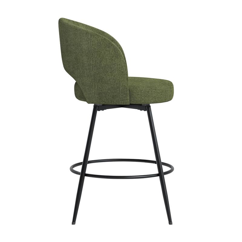 26 Inch Modern Upholstered Bar Stools, Swivel Metal Bar Stools Set Of 2/3/4, Bar Stools For Kitchen Island