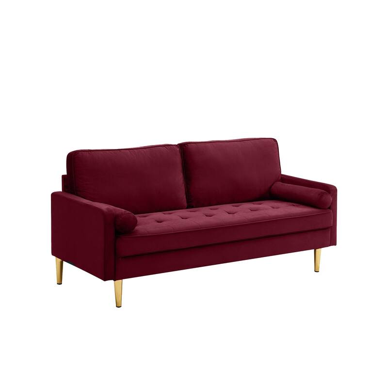 GDFStudio - Minimalist 65" Velvet Loveseat with Metal Legs