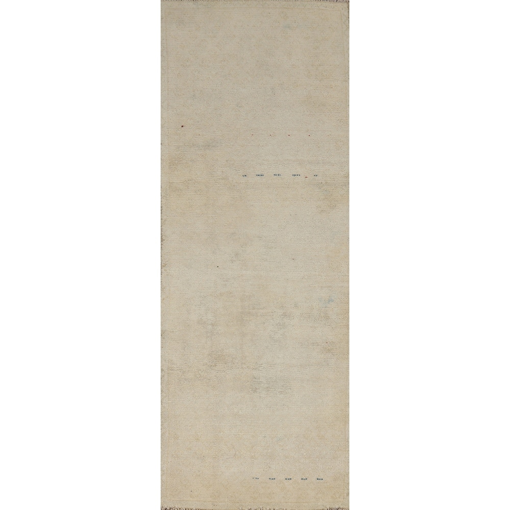 Hand Knotted Oriental 100% Wool Carpet Traditional Distressed Beige & Ivories Tabriz Runner Rug - 8' 3'' X 2' 4''