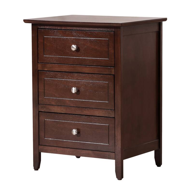 3-Drawer Cappucino Finish Wood Nightstand - 25" - Brown