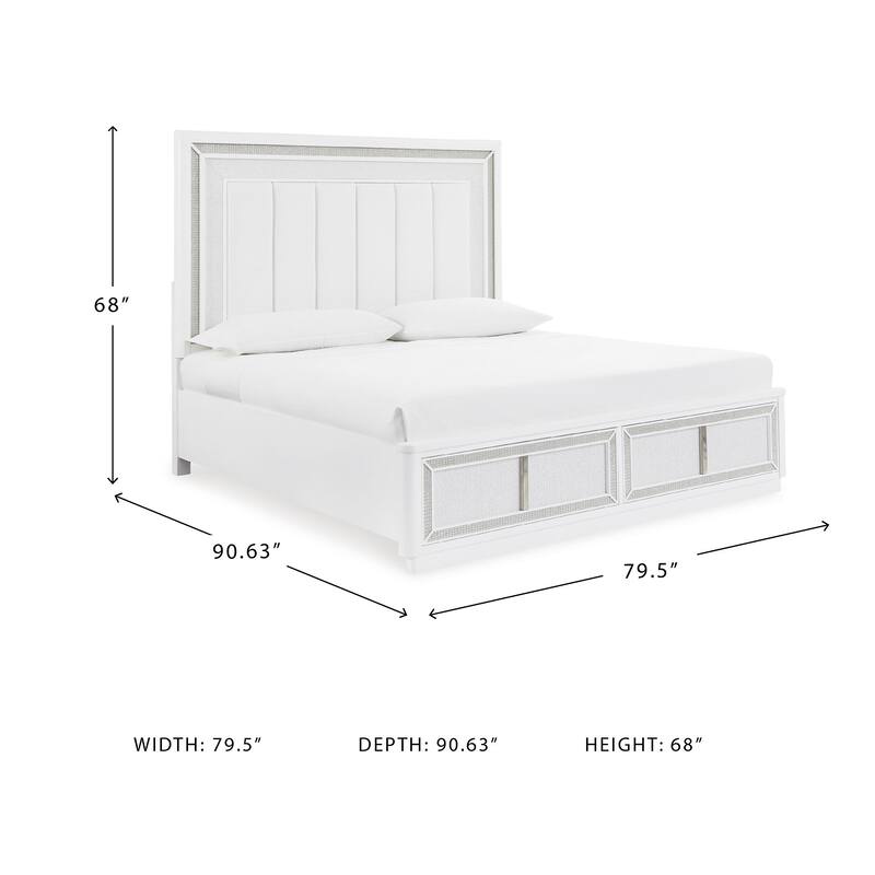 Signature Design by Ashley Chalanna White California King Upholstered Platform Storage Bed