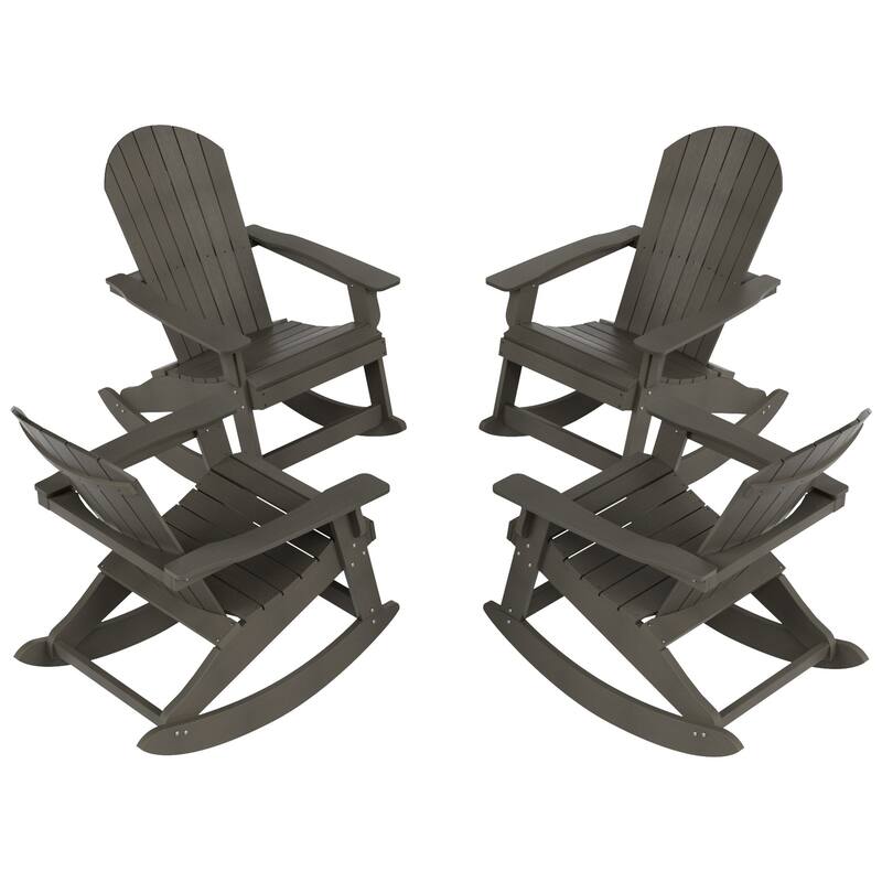 Vineyard HIPS Outdoor Eco-Friendly All Weather Seashell Rocking Adirondack Chairs (Set of 4)
