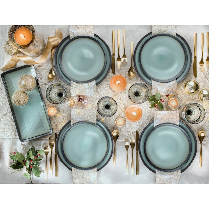 Euro Ceramica Diana Green 16 Piece Porcelain Dinnerware Set (Service for 4)