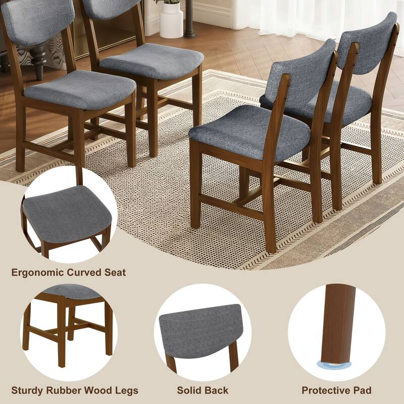 19.02" Farmhouse Upholstered Dining Chair, Set of 4