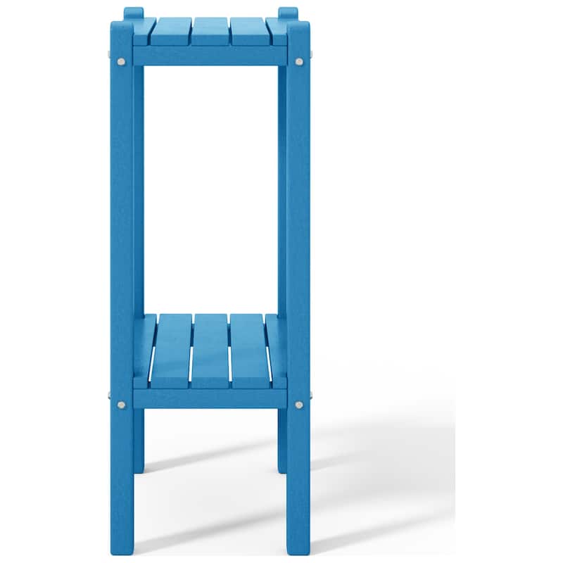 Polytrends Laguna Hdpe All Weather Outdoor Patio Two Shelf Square Table