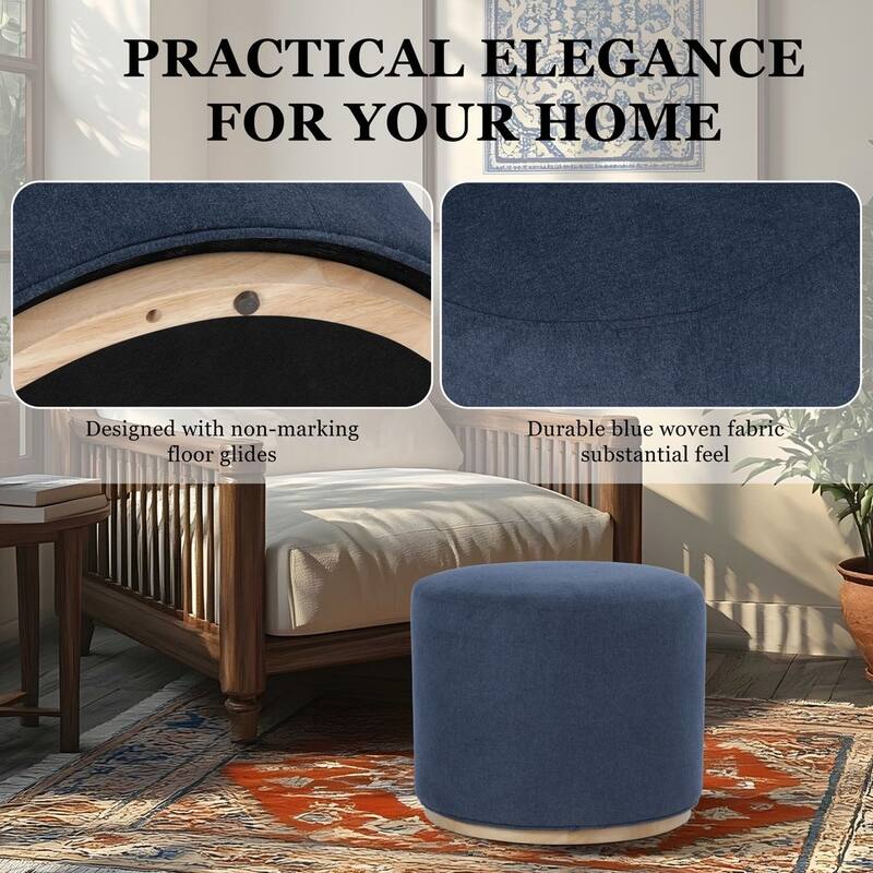 HomePop Drift Ottoman with Wood Base