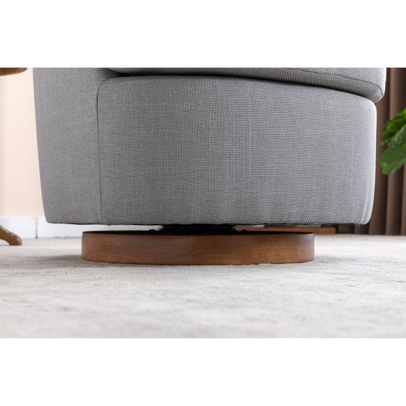 30.3" Swivel Accent Chair with Wood Base