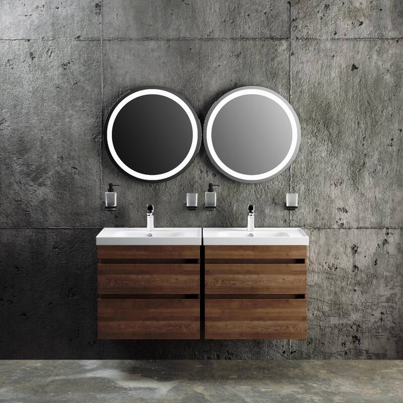 Modern Wall-Mounted Bathroom Vanity with Washbasin Niagara Rosewood Non-Toxic MDF-24"-No Mirrorr