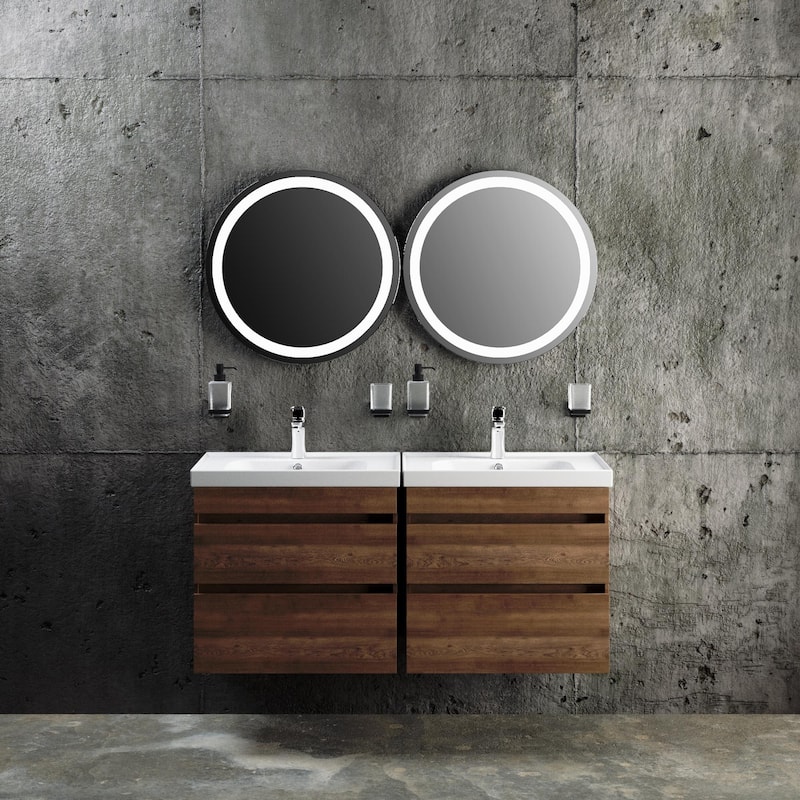 Modern Wall-Mounted Bathroom Vanity with Washbasin Niagara Rosewood Non-Toxic MDF-24"-Simple 32"