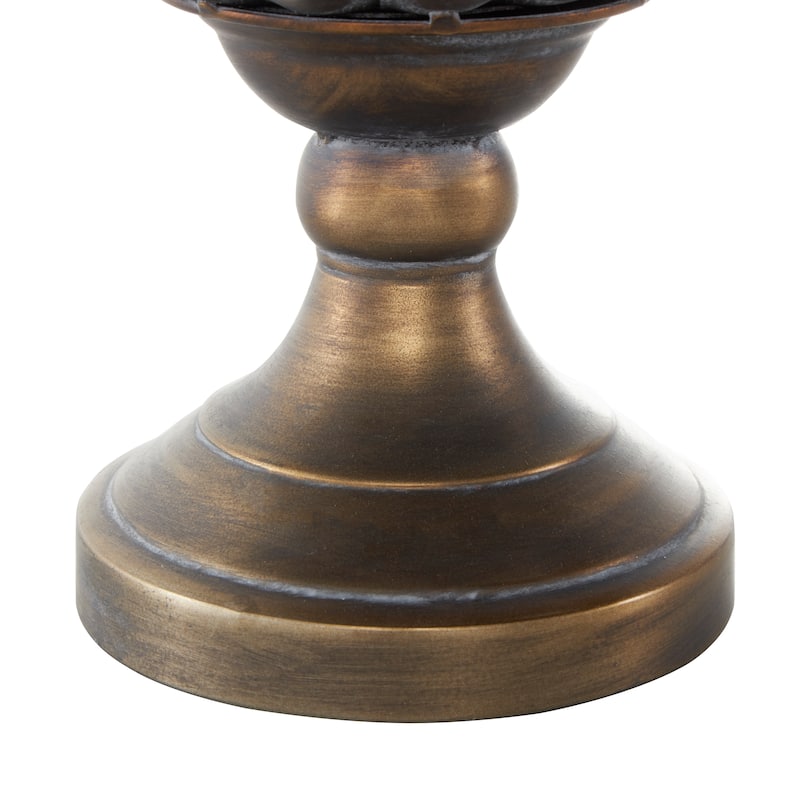 Bronze Metal Urn Shaped Decorative Vase with Hammered Details and Cut Outs