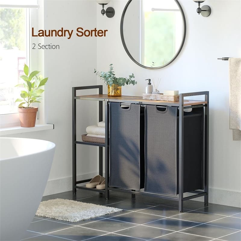 Laundry Basket 2 Section - 37.2"L x 11.8"W x 29.5"H