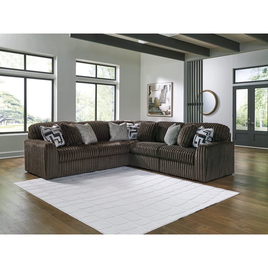 Signature Design by Ashley Midnight-Madness Dark Brown 5-Piece Sectional - 122" W x 122" D x 40" H